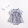 Summer Baby Bodysuit Girl Starfish Net Yarn Cotton Triangular Crawling Dress Fashion Kids Short-sleeved Clothes 210515