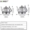 BORREY Induction Cooker Heat Resistant Glass Teapot Electromagnetic Furnace Multifunctional Filter pot Gas Stove Kettle Tea set 210621