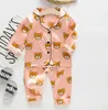 İlkbahar Sonbahar Giyim Setleri Toddler Bebek Erkek Kız Uzun Kollu Katı Tops + Pantolon Pijama Pijama Kıyafetler Set 2 ADET Giysileri