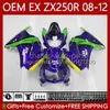 Ciało formy wtryskowej dla Kawasaki Ninja ZX250R ZX 250R EX250 ZX250 R 08 09 10 11 12 Nadwozie 81NO.114 ZX-250R Purple Green 2008 2009 2011 2012 EX250R 08-12 OEM Wzmacniacz