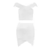 جديد الصيف اللباس المرأة مثير قبالة الكتف 2 أجزاء ضمادة بيضاء اللباس أنيق حزب اللباس vestido 210331