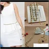 Belly Chains Body Jewelry Drop Delivery 2021 Fashion Pearl Chain Womens Metal Slender Belt Korean-Style Elegant Summer All-Match Chiffon Deco