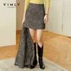Vimly Winter Skirt For Women Fashion High Waist Zipper A Line Mini Skirts Office Lady Elegant Femme Jupes Autumn Bottoms F3920 211120