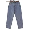 Jeans larghi dritti Studenti coreani estivi da donna Moda pantaloni Harem a vita alta slim Pantaloni in denim Jeans donna 211104