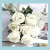Decorative Wreaths Festive Supplies Garden 10Pcslot Wedding Decorations Real Touch Material Artificial Rose Bouquet Home Party Fake Si
