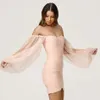 Lantern Sleeve Mini Dress Ladies Drape Sexy Off Shoulder Party Club Costume Fashion French Romance Vestidos 210525