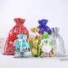 24 * 32 cm Navidad Cordón Wrap regalos papel de aluminio Organizador Regalo favor titular bolsas Paquete promoción comercial paquete al por mayor bolsa Bolsas reutilizables