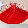 Korean Style Spring Girls 2-pcs Sets Puff Dot Shirts+sling Princess Dresses Girl Clothes E2028 210610