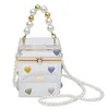 Kvällsäckar Sommarstruktur Pearl Square Box Mini Handväska 2021 Akryl Mode Kvinnors Designer Högkvalitativ Transparent Messenger Bag