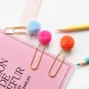 Bookmark 4 Pcs/lot Girl Heart Colored Hair Ball Paper Clip Promotional Gift Stationery School Office Supply Escolar Papelaria