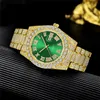 Wristwatches Diomond Man Watch Fashion Luxury Quartz Gold Diamond Watches Men Wrist Bling Hip Hop Two Tone Fully Iced Out Reloj Di189u