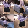 Women's T-Shirt Summer Retro Stylish Bright Silk Woman Tops Shiny Loose Short Sleeve Sexy Club Aesthetic Harajuku Women