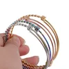 Ze stali nierdzewnej Rose Gold Charm Bangle Biżuteria Znalezienie Dostaw Dostawy Rozszerzalne Regulowany Bransle Drut Hurtownie Kobiety Prezent Q0719