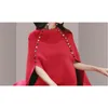 Autumn And Winter Women Sweaters Poncho Knitting Capes Cloak Femme Loose Double-Breasted Pullovers Coat 210520