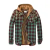 Men039s Jackets Casual Sports Hooded Fake Twopiece Plaid Jacket Sweatshirts Flannel Shirts Coat European And American3397695