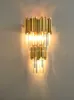 Art Deco LED Postmodern Edelstahl Kristall Golden Clear LED Lampe LED Licht Wandleuchte Wandleuchte Wandleuchte für Schlafzimmer 210724