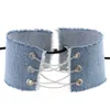 Brede nek jeans denim choker ketting kraag multilyaer gouden ketens kanten verstelbare kettingen voor vrouwen grils feest nachtclub mode sieraden wil en zandig