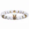 Braided Copper Zircon Diamond Crown Bracelets Natural Stone Howlite Beads strand Bracelet wristband for Women Men Fashion Jewelry Will and Sandy