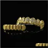 Grillz, entrega de gota de corpo dental 2021 grillz shinestone topbottom grades brilhantes conjunto 24k ouro gelado dentes j￳ias de hip hop n0bsq