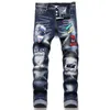 Mannen Slim Fit Big Size Jeans Heren Paint Gat Stijl Vernietigd Skinny Rechte Been Gewassen Luxe Casual Regelmatige Denim Broek Broek 1010