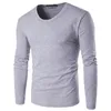 Sonbahar ve kış katı renk erkek uzun kollu t-shirt O-Boyun polyester ince kırmızı mavi siyah 220221
