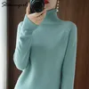 Streamgirl Winter Sweater Women Turtleneck Pullovers Solid Knitted Tops White s For Spring Blue 210914