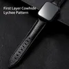 Apple Watch Primeira Camada Lychee Padrão Pin Buckle Bands Adequado para iWatch1 2 3 4 5 6 SE Men's e Mulher Estilo Couro Fashion Strap