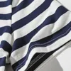 Herren Polos 2022 Japanisches blau-weiß gestreiftes Hemd Lose Kurzarm-T-Shirt Teenager