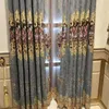 Europa Luxe Villa Slaapkamer Gordijn Gold Blue Blackout Chenille Stof Venster Drapes Tule voor Woonkamer Cortina X763 # 4 210712