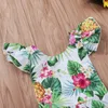 Nouveau-nés filles garçons vêtements été mode enfants barboteuses vert ananas forêt tropicale humide fleur impression mouche manches Ha Yi combinaisons pour enfants vêtements pour enfants