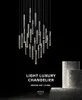 현대 로프트 LED 램프 샹들리에 K9 크리스탈 크롬 이중 계단 계단 샹들리에 거실 호텔 천장 매달려 가벼운 고급 펜던트 램프