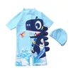 Summer Kids Boys Swimwear Cartoon Dinosaur Swimsuit with Cap Children Cute Style Clothes E8017 210610