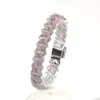 Zwei -Ton -Miami Cuban Link Tenniskette Armbänder Neue Mode Hip Hop White Pink AAA Kubische Zirkonia -Eis können Lock -Männer und Frauen eröffnen