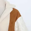 Twotwinstyle Patfhowrk Lambswool jaqueta denim para mulheres lapela manga longa borla casual casaco feminino inverno moda maré 210928