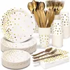 Wegwerp etenswaren jubileum Bronzing Golden Dots Party servies Set Supplie Tissue Paper Tray voor Baby Shower Verjaardag