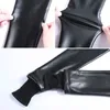 Autumn Winter Soft PU Leather Pant Women Velvet Faux Pants Warm Elastic Skinny Trouser Pencil Legging plus size 210423