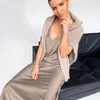 Summer Sexy Satin Dress Women Spaghetti Strap Deep V-Neck Split Party Long Dresses Elegant Solid Bodycon Ladies Vestidos 210521