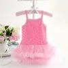 Bawełniane dziewczynki Sling Sukienka z Ruffles Roset Lace Onesie Tutu za 1y Urodziny Todddlers Odzież Odzież 210529