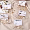 17KM – boucles d'oreilles Vintage en perles pour femmes, grand ensemble de boucles d'oreilles en croix dorée, Long pompon papillon, goutte d'eau, bijoux 2021