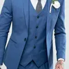 Blauwe slim fit bruidegom smoking voor bruiloft 3-delige formele mannen pakken met gekerfde revers custom man fashion jas gilet met pant x0909