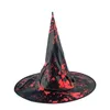 Decorazione per feste Halloween LED illuminato Cappello da strega Spaventoso Mago sanguinante Puntelli horror Alimentato a batteria Ciondolo luminoso appeso Cortile esterno B03E