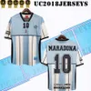Jerseys de football rétro 2001 Argentine Maradona # 10 Édition commémorative 01 Chemises de football classiques