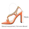 Sandales taille 35-42 femmes chaussures chaîne en métal bout pointu talons hauts été gladiateur sans lacet conception dame robe de mariée