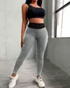 Vår Höst Kvinnor Skinny Yoga Byxor Ny Hög Midja Sträckt Texturerat Booty Shaping Löpande Leggings 5 ​​Färger Sportkläder 210415