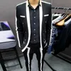 Trajes de hombre Contraste Raya Blalck Traje blanco Masculino Boda Novio Traje Primavera Disfrazado Hombres Slim Etapa Traje Hombres Traje de fiesta X0909