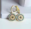 925 sterling silver luxury women jewelry gold color turkish evil eye micro pave nano turquoises dangle disco charm earring