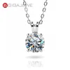 GIGAJEWE Moissanite 2.0ct Round 18K White Gold Plated 925 Silver Necklace Diamond Test Passed Pendant Jewelry Girl Women Gift