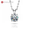 GIGAJEWE Moissanite 2.0ct Rond 18K Plaqué Or Blanc 925 Collier En Argent Diamant Test Passé Pendentif Bijoux Fille Femmes Cadeau