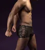 New 2018 Men Patent Leather Drawstring Shorts Sexy Black PVC Latex Boxer Shorts Erotic Wet Look Lingerie Male Fetish Costume H1210