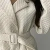 Våren eleganta kvinnor nedskrivning Collar Single Breasted Argyle Office Lady Långärmad Solid Blazer Coat With Belt 210423